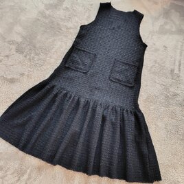 A様オーダー　ブラックツィードVネックジャンバースカート