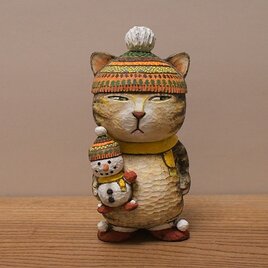 クリスマス　雪だるまネコ
