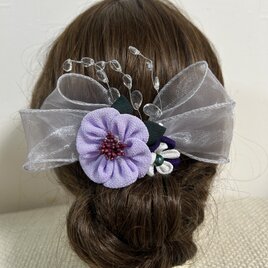 ラベンダーつまみ細工リボンコーム / Lavender Kanzashi Comb