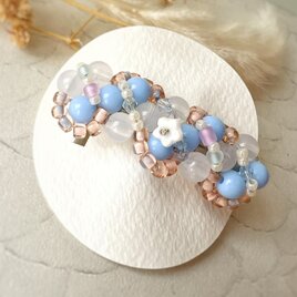 くすみパステルカラーのビーズバレッタ