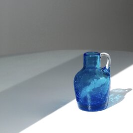 【Pilgrim Glass】アメリカ製 / ヴィンテージ /手吹きクラックルガラス / 一輪挿し / ブルー