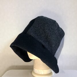 魅せる帽子☆ふんわり軽い♪ウールのグラデーションクロッシュ～ブラック&グレー2