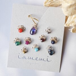 【イヤーカフ】「小さなリボン」片耳 天然石 誕生石 金属アレルギー対応 冬 クリスマス 推し活 メンカラ ギフト