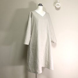 魔女ワンピ　長袖【＃25リネン キャンバス】エクリュ◆フリーサイズ（リネン100％）