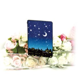 二つ折りパスケース/ICカードケース/カードケース【星空の夜（starry night）】（名入れ可）