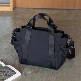 新色［Mサイズ］10ポケット3WAYバッグ 撥水加工ナイロン【ブラック】軽量大容量 トート/ショルダー SDGs