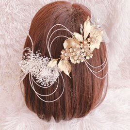 ボブヘア☆成人式髪飾り☆卒業式☆袴ヘア☆和装☆ヘッドドレス☆かすみ草☆結婚式☆前撮り☆プリザーブドフラワー☆ヘアパーツ☆水引