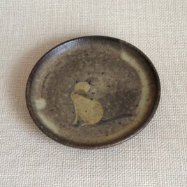 丸皿（銀彩猫a）