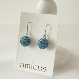 ビーズボールピアス(浅縹)