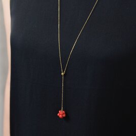かぶるだけ【14kgf ロングネックレス・Y字】赤珊瑚の木苺（3月誕生石・70cm・還暦祝いや母の日など）