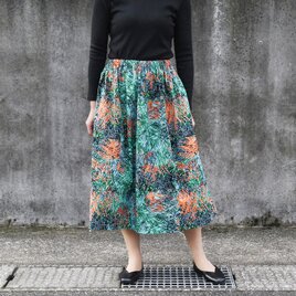 【受注制作】アフリカ布のギャザースカート（ ペインティング ）アフリカンプリント アフリカンファブリック