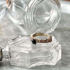 R415-ヴィンテージリング U.S.A. 1970's Garnet Class Pink Rhinestone