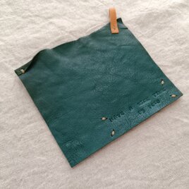 レザーコースター　ブルーグリーン　牛ヌメ革