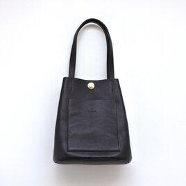 革の巾着トート(ブラック)