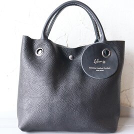 セミマット艶の花唐草調本革ミニトート（ブラック） ハンドメイド12132