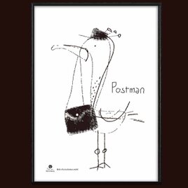 ポストマン　鳥　送料無料 　イラスト　A4〜A0　ポスター　アートポスター　アート/sei検索新着順　3844