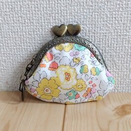 リバティ　がま口ミニポーチ　コインケース　キーホルダー　8.5cm口金　アクセサリーケース　ベッツィ　クラシックイエロー　541