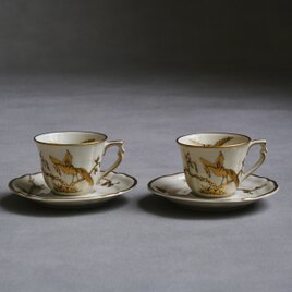 希少【BERNARDAUD】フランス製 / ヴィンテージ/エリザベス女王来仏記念モデル デミタスカップ＆ソーサー 2客セット