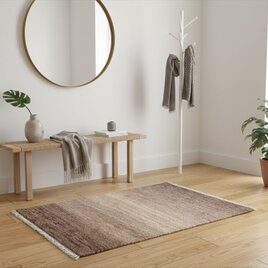 四季を楽しむオールシーズンラグ　オーガニックラグ　ガゼニギャッベ　ココアブラウン　68x48cm