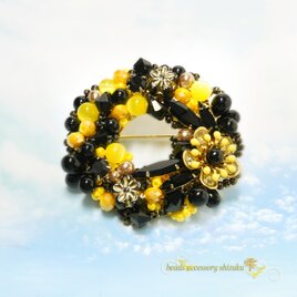 フラワーリースブローチG＊Bkack＆Yellow