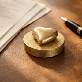 ハート 真鍮ペーパーウェイト