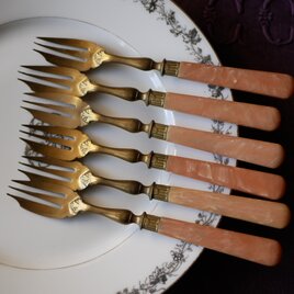 アンティークカトラリー　デザートフォーク　シェルデザイン　フランスアンティーク