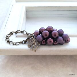 葡萄のバッグチャーム（リーフマンテル／ボルドーMIX＃3）AG