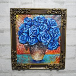 油絵【青い薔薇】