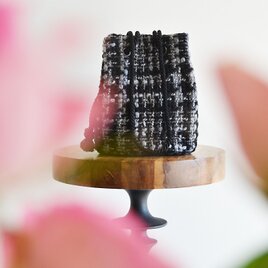 数量限定　イタリア製 ２wayウールチェック ツイード ポシェットマリンバッグ　グレーブラック　ミニショルダー