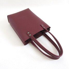 SALE開始～   ☆新作☆《牛革》ぷっくり三角マチ♪BOXミニトート・スムース・ワイン・0535