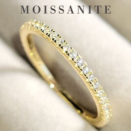 最高品質 モアサナイト 人工ダイヤ フルエタニティ リング イエローゴールド  シルバー 925