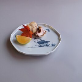 【波佐見焼】踊り唐子 渕立六方皿 　