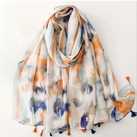 大判ストール スカーフ 花柄 タッセル付き レディス 大人 カジュアル コットン 綿 ショール マフラー プレゼント 通勤通学