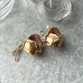 SC145-ヴィンテージブローチ U.S.A. pearl fine gold finish double flower