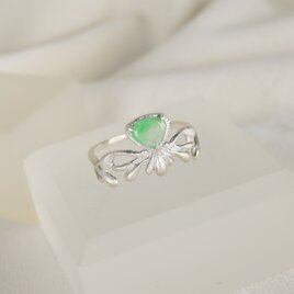 翡翠のリボンリング silver925 11.5号(サイズ直し可)