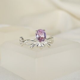 ピンクサファイアのリボンリング silver925 10.5号(サイズ直し可)