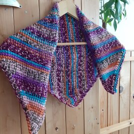 アフガン編みの三角ショール