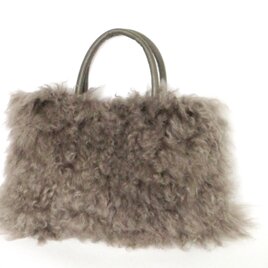 スペインムートンとイタリア牛革のトート 大（グレージュ）no.2