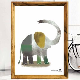 ゾウさん散歩　ゾウ　送料無料 　イラスト　A4〜A0　ポスター　アートポスター　アート/sei検索新着順　3849