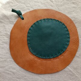 レザーコースター　キャメル　牛ヌメ革