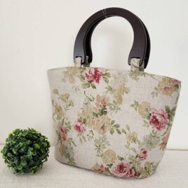 wood♡リネンのトートbag