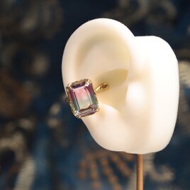 【一点もの】イヤカフ（真鍮×ガラス　Ltピンク×Ltブルー）