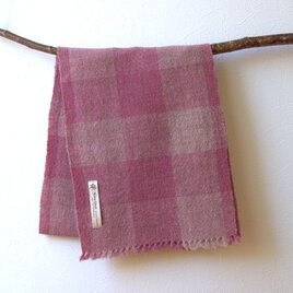 ホームスパンマフラー　ピンクMIXチェック