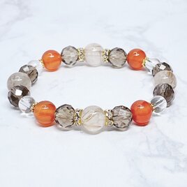 ✨再販✨【2026年 開運】行動力と前向きな流れを整える ルチルクォーツ・カーネリアン 天然石ブレスレットNo.833