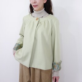 アスパラガスグリーンウールビーバーのヨーク切替ジャケット