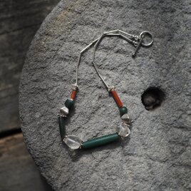 -Pyu beads- silver short necklace