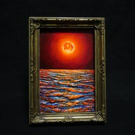 油絵 ミニ絵画【神秘的な夜】