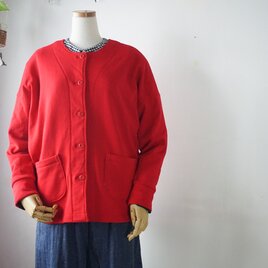 裏毛起毛ニット生地ドルマンスリーブブルゾン（RED）