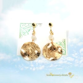 月光プレートイヤリング＊ムーンストーン