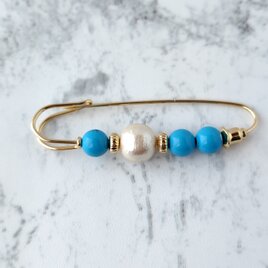 ターコイズB＊天然石のストールピン